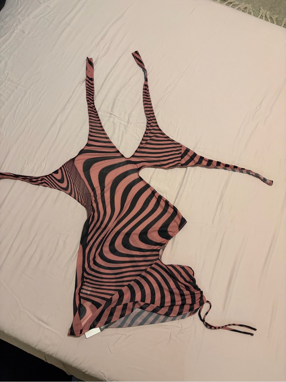 Melissa Simone Pink and Black Striped Sheer Layer